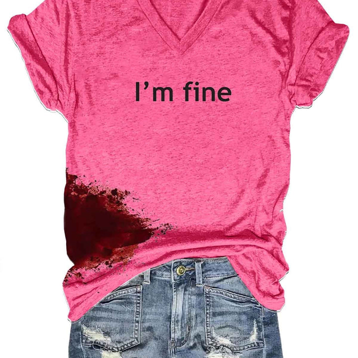 Women Halloween Bloodstained I'm Fine Shirt