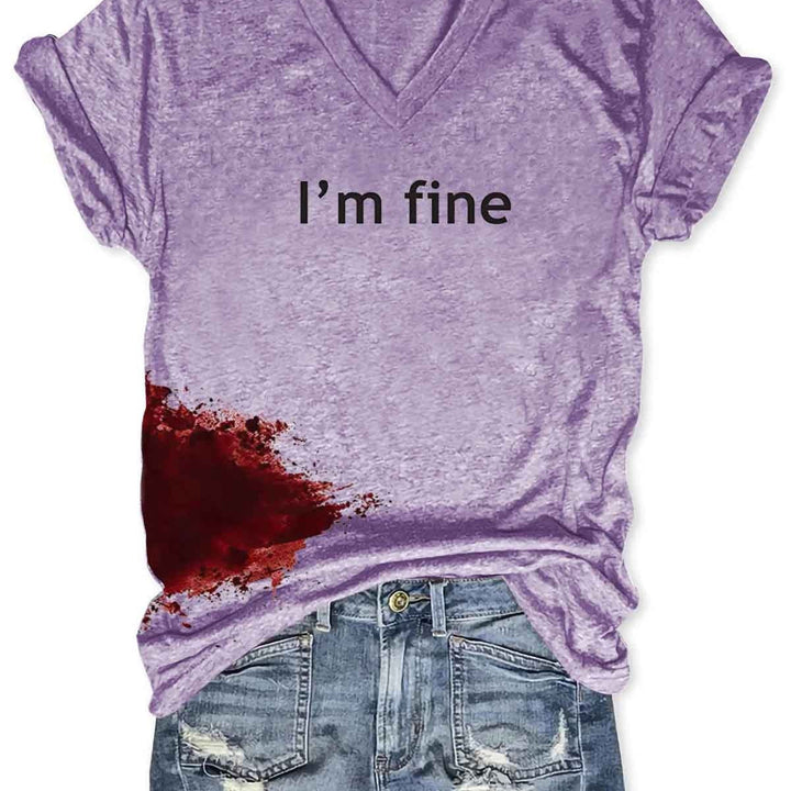 Women Halloween Bloodstained I'm Fine Shirt